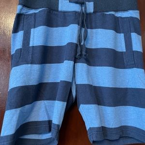 Men’s Onassis 100% Cotton Blue Stripe Jersey Shorts front/back pocket